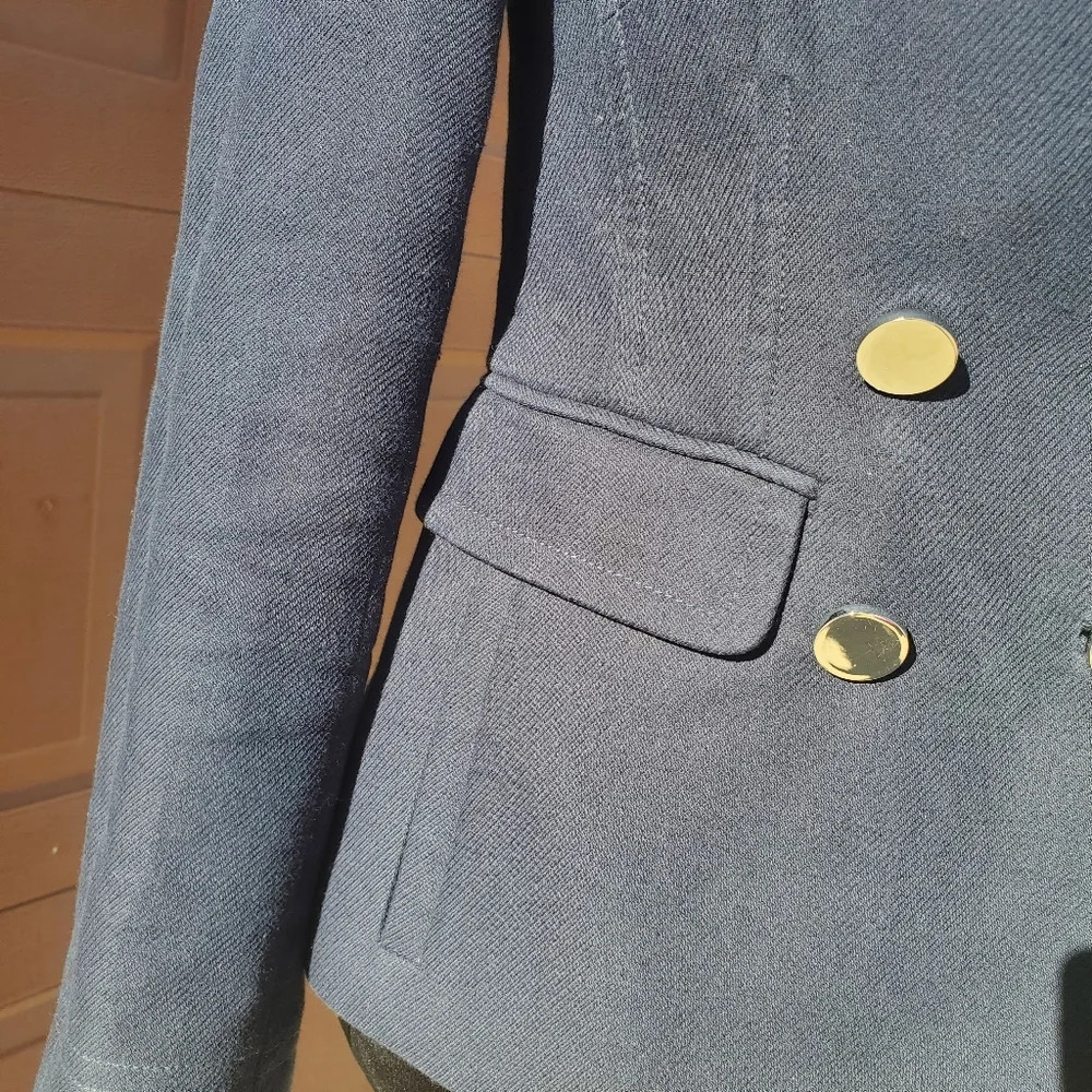 Banana Republic Navy Blue Women's Pea Coat Size XS Double Breasted Cropped - Picture 7 of 16